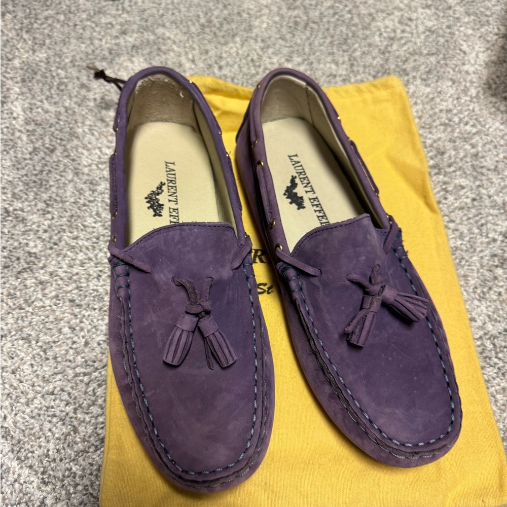 Purple Suede Tassel Loafers Flats